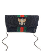 Load image into Gallery viewer, Beaded Black Bee Clutch
